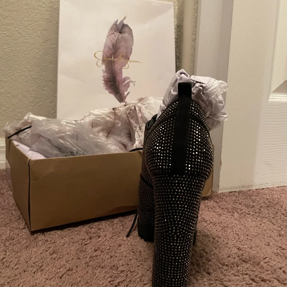 Brand new Jessica Simpson black microsuede bling booties. - Picture 5 of 5